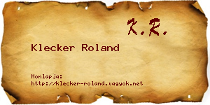 Klecker Roland névjegykártya